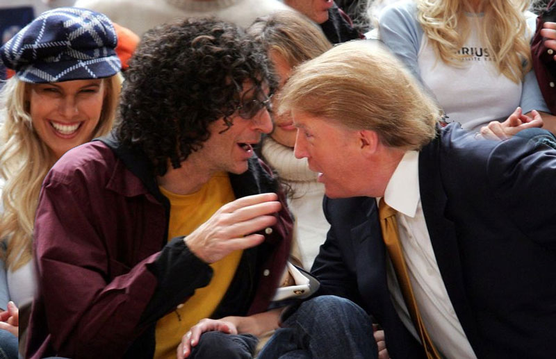 Howard stern and Donald Trump at Knicks game with Melania Trump and Beth Stern